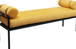 Ławka Do Przedpokoju żółta Z 2 Poduszkami Typu Wałek 140 Cm