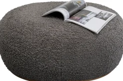 Ławka Do Przedpokoju Tkanina Boucle Szara 81x65 Cm
