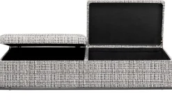 Ławka Ze Schowkiem Buttons Storage 120x43 Cm Czarno-biała