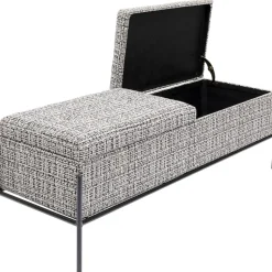 Ławka Ze Schowkiem Buttons Storage 120x43 Cm Czarno-biała