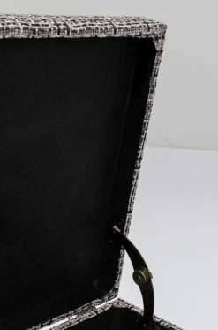 Ławka Ze Schowkiem Buttons Storage 120x43 Cm Czarno-biała