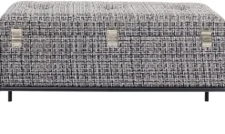 Ławka Ze Schowkiem Buttons Storage 80x43 Cm Czarno-biała