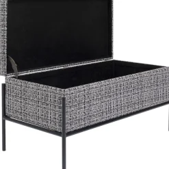 Ławka Ze Schowkiem Buttons Storage 80x43 Cm Czarno-biała