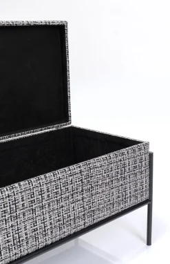 Ławka Ze Schowkiem Buttons Storage 80x43 Cm Czarno-biała