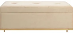 Ławka Ze Schowkiem Buttons Storage 80x43 Cm Beżowa