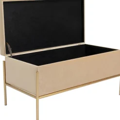 Ławka Ze Schowkiem Buttons Storage 80x43 Cm Beżowa