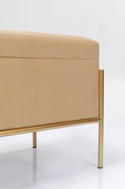 Ławka Ze Schowkiem Buttons Storage 80x43 Cm Beżowa