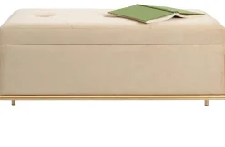 Ławka Ze Schowkiem Buttons Storage 80x43 Cm Beżowa