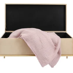 Ławka Ze Schowkiem Buttons Storage 80x43 Cm Beżowa