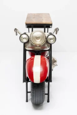 Barek Motocykl Czerwony Vintage 210x98 Cm Blat Drewno Mango
