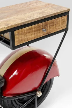 Barek Motocykl Czerwony Vintage 210x98 Cm Blat Drewno Mango