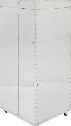 Barek Na Kółkach Rozkładany Stal Srebrna Wnętrze Naturalne 64x145 Cm