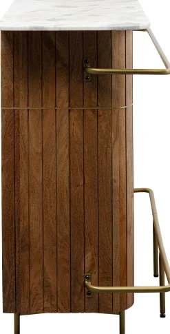 Barek Z Blatem Drewno Mango I Marmur 120x110 Cm
