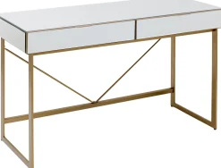 Biurko Lustrzane Z Szufladami Glamour Nogi Złote 120x50 Cm