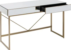 Biurko Lustrzane Z Szufladami Glamour Nogi Złote 120x50 Cm