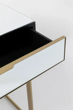 Biurko Lustrzane Z Szufladami Glamour Nogi Złote 120x50 Cm