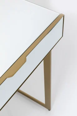 Biurko Lustrzane Z Szufladami Glamour Nogi Złote 120x50 Cm