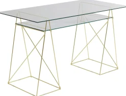 Biurko Polar 135x65 Cm Szkło Hartowane - Nogi Złote