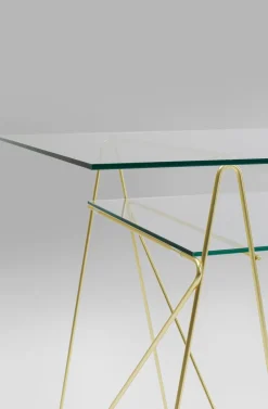 Biurko Polar 135x65 Cm Szkło Hartowane - Nogi Złote