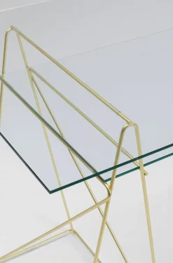 Biurko Polar 135x65 Cm Szkło Hartowane - Nogi Złote