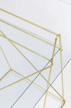 Biurko Polar 135x65 Cm Szkło Hartowane - Nogi Złote