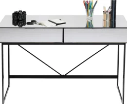 Biurko Z Szufladami Lustrzane Nogi Czarne 120x50 Cm