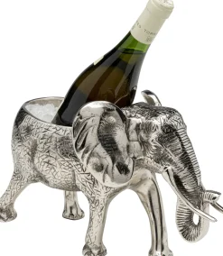 Cooler Do Wina Lub Szampana Srebrny Z Aluminium Motyw Słonia 38x23 Cm