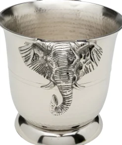 Cooler Do Wina Lub Szampana Srebrny Z Aluminium Motyw Słonia 4,5 L