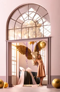 Dekoracja ścienna Anioł Złote Skrzydła 203x140 Cm