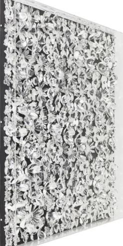 Dekoracja ścienna Frame Flower 100x100 Cm Srebrna