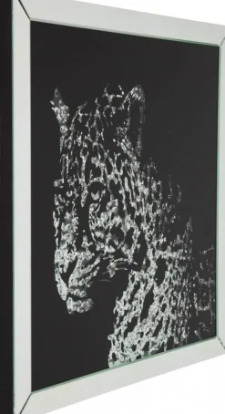 Dekoracja ścienna Mirror Leopard 80x80 Cm Srebrno-czarna