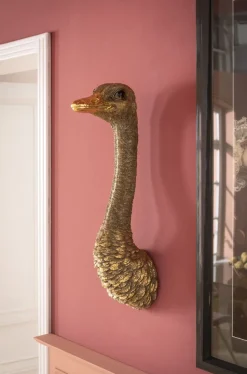 Dekoracja ścienna Ostrich 19x72 Cm Złota