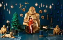 Dekoracja Stojąca Gorilla XXL 180x250 Cm Złota