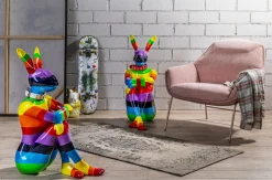 Dekoracja Stojąca Sitting Rabbit Rainbow 60x80 Cm Kolorowa