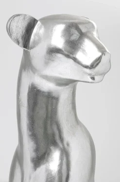 Dekoracja Stojąca Sitting Leopard 68x150 Cm Srebrna