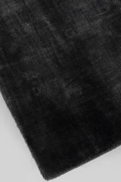 Dywan Mały Czarny Wiskoza I Bawełna 80x150 Cm