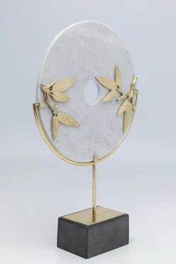 Figurka Dekoracyjna Biało-złota 33x51 Cm Liście Bambusa