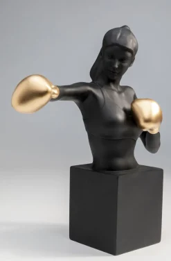 Figurka Dekoracyjna Bokser Złoto-czarna 25x40 Cm