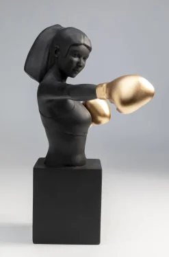 Figurka Dekoracyjna Bokser Złoto-czarna 25x40 Cm