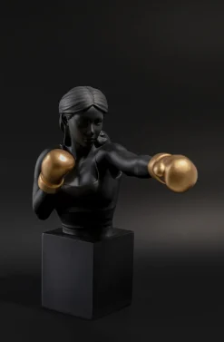 Figurka Dekoracyjna Bokser Złoto-czarna 25x40 Cm