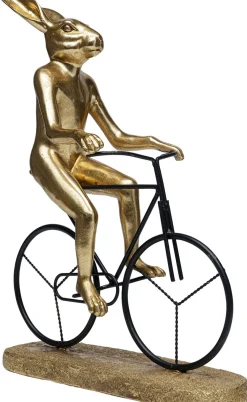 Figurka Dekoracyjna Cyclist Rabbit 29x39 Cm Czarno-złota