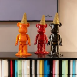 Figurka Dekoracyjna Czarna Miś I Lód 16x40 Cm