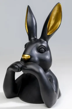 Figurka Dekoracyjna Czarno-złota Królik 19x31 Cm