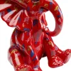 Figurka Dekoracyjna Czerwona Ze Wzorami Słonik 20x18 Cm