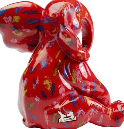 Figurka Dekoracyjna Czerwona Ze Wzorami Słonik 20x18 Cm