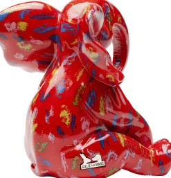 Figurka Dekoracyjna Czerwona Ze Wzorami Słonik 20x18 Cm