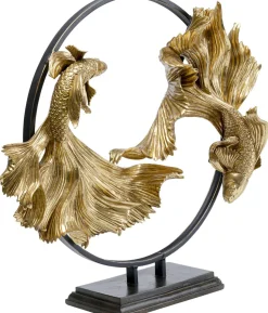 Figurka Dekoracyjna Dancing Betta Fishes 58x65 Cm Złota