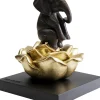 Figurka Dekoracyjna Do Salonu Złoty Kwiat I Słonik 18x22 Cm