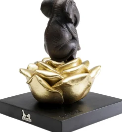 Figurka Dekoracyjna Do Salonu Złoty Kwiat I Słonik 18x22 Cm