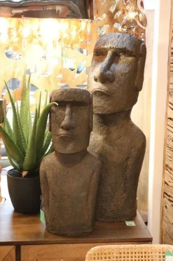 Figurka Dekoracyjna Easter Island 59 Cm Szara